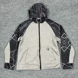 AND1 Mens Full Zip Hoodie Gray Black Performance Jacket Size L Athletic